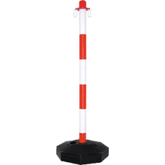 Lánctartó oszlop, műanyag, vízzel/homokkal tölthető, piros-fehér 86 cm - sunikft.hu