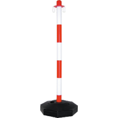 Lánctartó oszlop, műanyag, vízzel/homokkal tölthető, piros-fehér 86 cm
