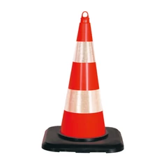 Forgalomterelő kúp 75 cm  PVC 2 fényvisszaverő csíkkal, nehezített talppal - sunikft.hu