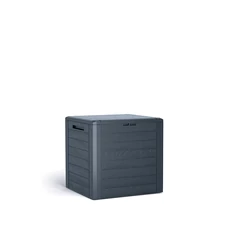 Woodebox Kerti tároló láda, fahatású, 140 literes, antracit színű - sunikft.hu