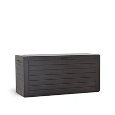 Woodebox Kerti tároló láda, fahatású, 280 literes, umbra színű - sunikft.hu