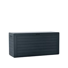 Woodebox Kerti tároló láda, fahatású, 280 literes, antracit színű - sunikft.hu