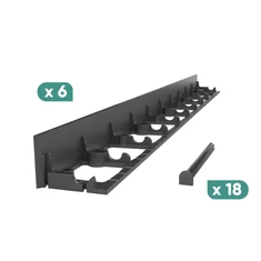 TERRA PP gyepszegély készlet, 58 mm, fekete színben, 4 x 1 m + 18 rögzítő tüske - sunikft.hu