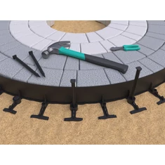 TERRA PP gyepszegély készlet, 78 mm, 4 x 1 m + 12 rögzítő tüske, zöld, fekete színben - sunikft.hu