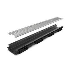 PP BASE vízelvezető folyóka, horganyzott acél rács, A15 terheléssel  - sunikft.hu