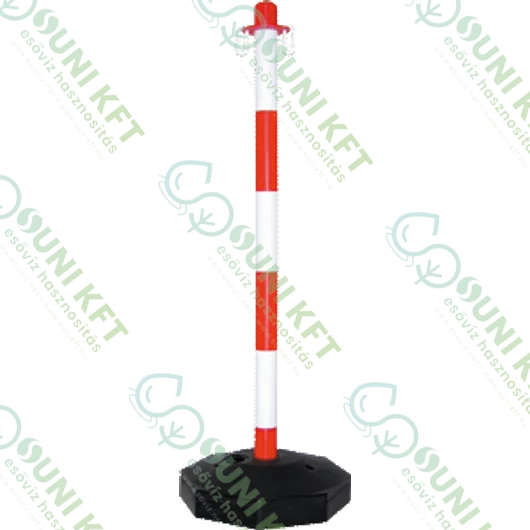 Lánctartó oszlop, műanyag, vízzel/homokkal tölthető, piros-fehér 86 cm - sunikft.hu
