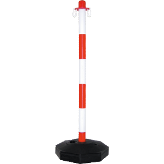 Lánctartó oszlop, műanyag, vízzel/homokkal tölthető, piros-fehér 86 cm