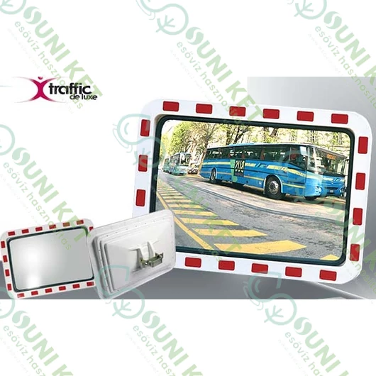 Tükör kültéri Deluxe 60x80 cm AC PVC hátlap piros fényvisszaverő betétekkel