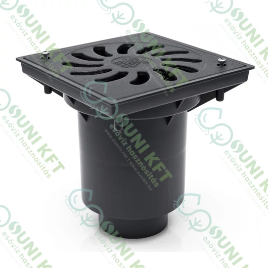 Kültéri víznyelő öntöttvas ráccsal 160 mm-es - függőleges elfolyású - sunikft.hu
