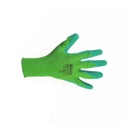 Kerti kesztyű, zöld, 10-es, nylon/latex - sunikft.hu