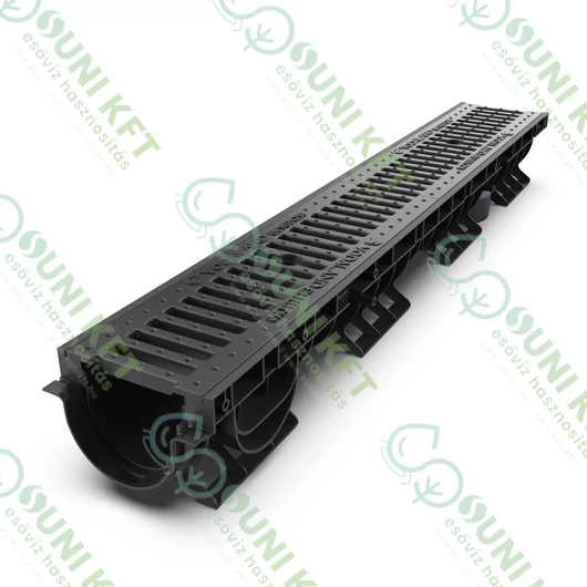 PP BASE vízelvezető folyóka, öntöttvas ráccsal, C250 terheléssel – H120 mm - sunikft.hu