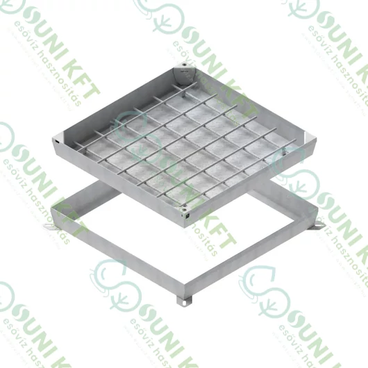 Rejtett aknafedél, horganyzott acélból, 880×880 mm, 800×800 mm szabad nyílással, B125 terheléssel - sunikft.hu