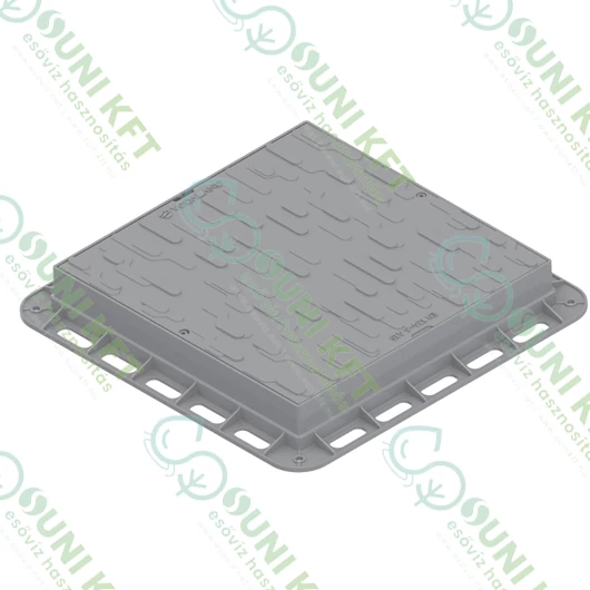 PP Urban aknafedél 500×500 mm, szürke, zárható, A15 terheléssel - sunikft.hu