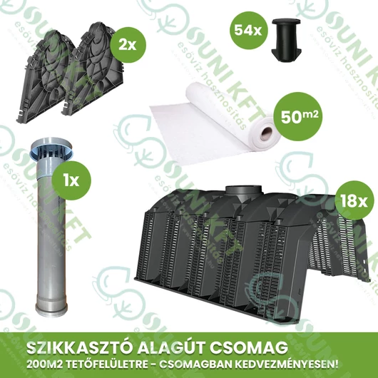 200 m2 tetőfelület esővízelszikkasztás csomag /Szikkasztó Alagút rendszerben/ - sunikft.hu