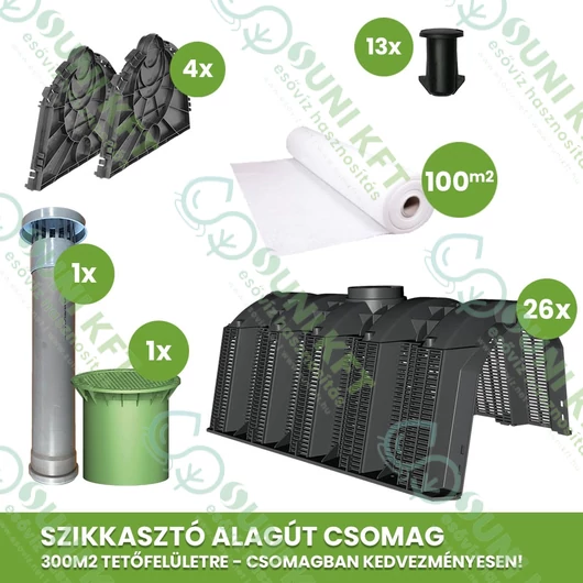 300 m2 tetőfelület esővízelszikkasztás csomag /Szikkasztó Alagút rendszerben/ - sunikft.hu