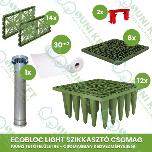 100 m2 tetőfelület, 2,8 m³ esővízelszikkasztás csomag /EcoBloc Light rendszerben/ - sunikft.hu