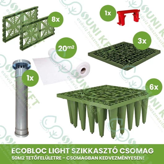 50 m2 tetőfelület, 1,4 m³ esővízelszikkasztás csomag /EcoBloc Light rendszerben/ - sunikft.hu